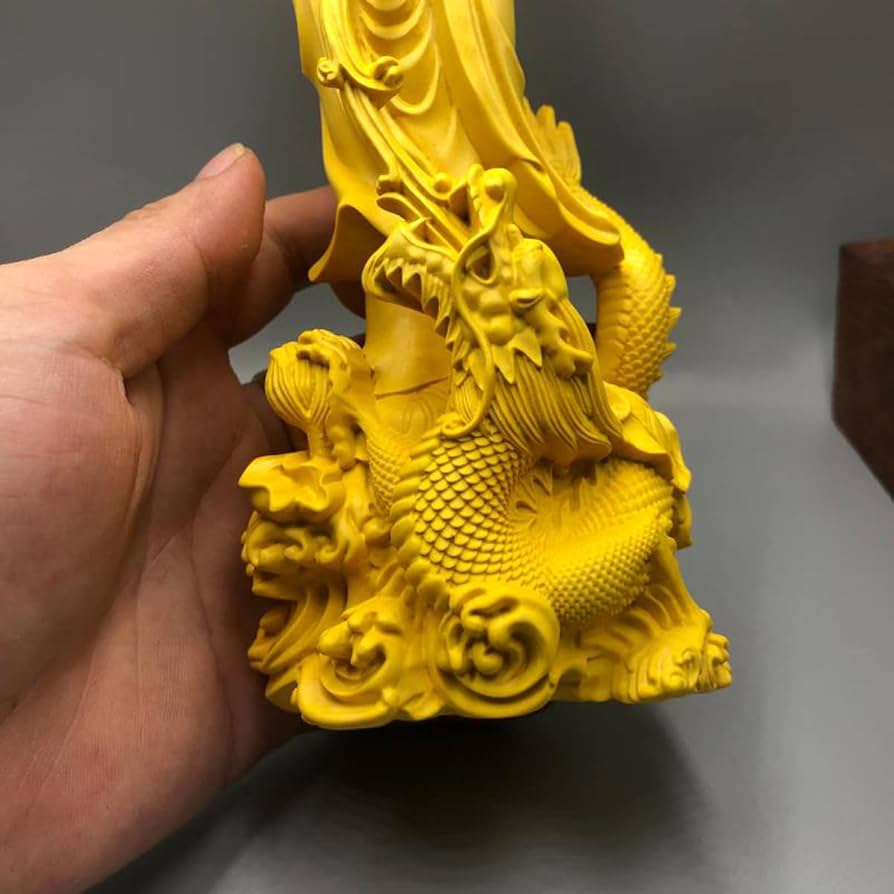 木彫　仏像　龍上観音菩薩　ツゲ Amazon｜木彫仏像 彫刻 ツゲ 木製龍上観音 ＜風水グッズ・開運